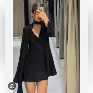 ZARA SATIN EFFECT SCARF DRESS